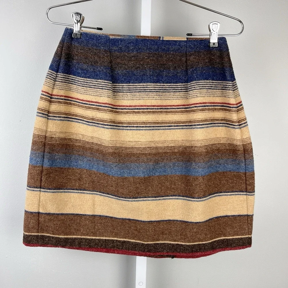 Tracy‎ Evans Vintage Wrap Skirt Womens S Wool Blend Western Boho Stripe